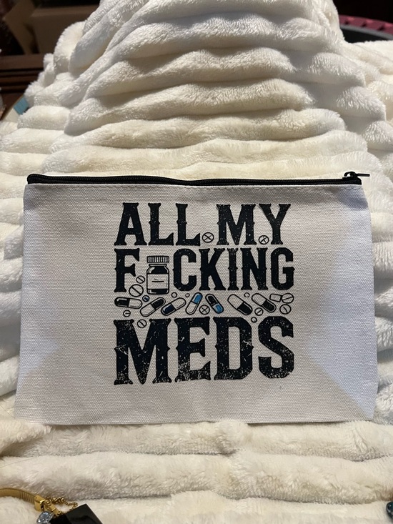 Other - Canvas Medication Pouch - White with Black Print